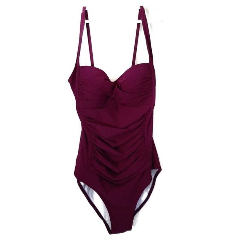 NWT Moontide Contours Twist Purple Plum One Piece Swimsuit Size 6